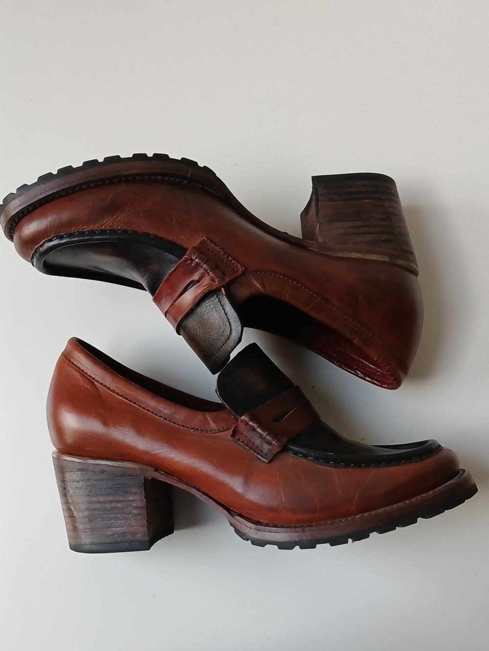 Freebird Bristol Block Heel Loafers Cognac Women's 9